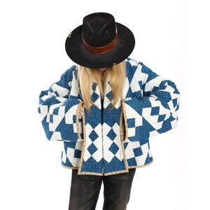 Lady Lancaster Aunt Ethel Jacobs Ladder Quilt Jacket Cardigan Postage Stamp Coat